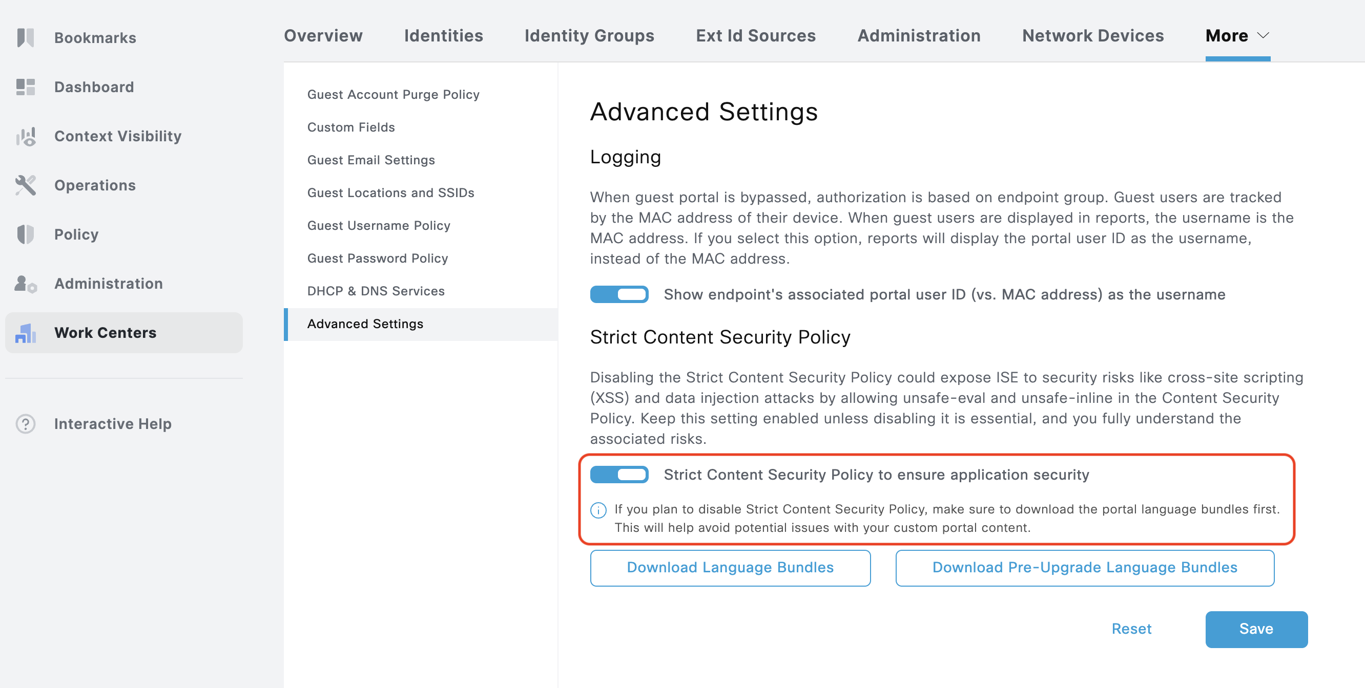 Strict CSP header in ISE v3.5