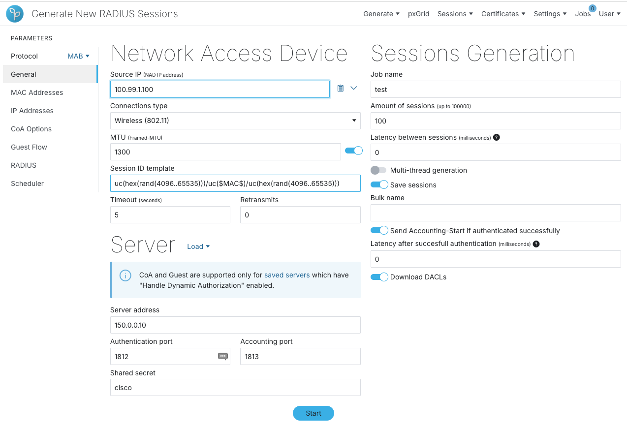 SPRT GUI showing MAB session generation